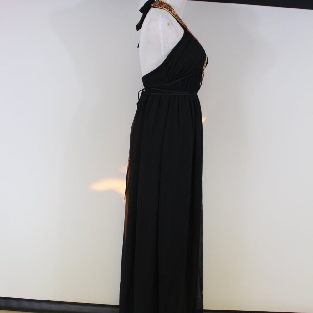 ABS Essentials by Allen Schwartz Beaded Halter Maxi‎ Dress Black Size 8 - Picture 9 of 14